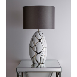 Kliving Dark Grey Pebble Shade White and Silver Ceramic Tall Table Lamp - Size: 63 x 36 x 36cm - Wilko - thumbnail 3