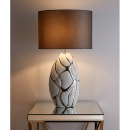 Kliving Dark Grey Pebble Shade White and Silver Ceramic Tall Table Lamp - Size: 63 x 36 x 36cm - Wilko - thumbnail 4