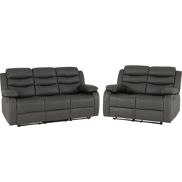 Seconique Roma 5 Seater Grey Faux PU Leather Recliner Sofa Set - Wilko - thumbnail 3