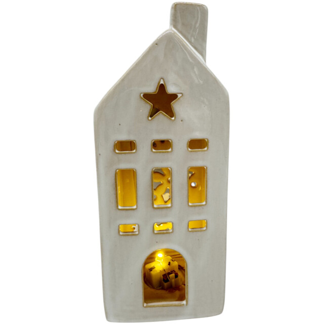LED Porcelain House Beige - Mistletoe Cottage - Wilko - image 1