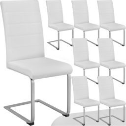 tectake Set of 8 White Cantilever High Backrest Dining Chair - Wilko - thumbnail 3