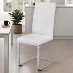 tectake Set of 8 White Cantilever High Backrest Dining Chair - Wilko