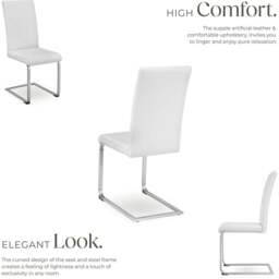 tectake Set of 8 White Cantilever High Backrest Dining Chair - Wilko - thumbnail 5