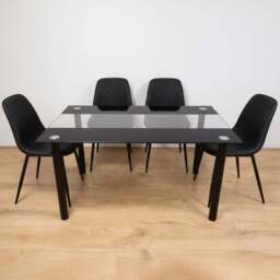 Portland Kosy Koala 4 Seater Gem Pattern Glass Dining Set Black - Clear - Wilko - thumbnail 1