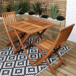 Samuel Alexander Wooden 2 Seater Folding Square Garden Dining Set - Brown - Wilko