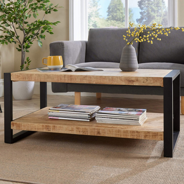 Home Source Single Shelf Summit Mango Wood Coffee Table - Size: 47 x 58 x 58cm - Brown - Wilko - image 1