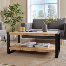 Home Source Single Shelf Summit Mango Wood Coffee Table - Size: 47 x 58 x 58cm - Brown - Wilko - thumbnail 7