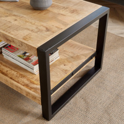 Home Source Single Shelf Summit Mango Wood Coffee Table - Size: 47 x 58 x 58cm - Brown - Wilko - thumbnail 4