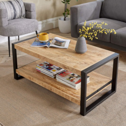 Home Source Single Shelf Summit Mango Wood Coffee Table - Size: 47 x 58 x 58cm - Brown - Wilko - thumbnail 6