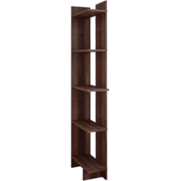 H&O Direct 5 Shelf Walnut Corner Bookshelf - Size: 170 x 45 x 22cm - Brown - Wilko - thumbnail 4