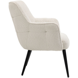 Home Source Luxe White Boucle Accent Armchair with Black Metal Legs - Size: Single - Cream - Wilko - thumbnail 4