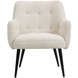 Home Source Luxe White Boucle Accent Armchair with Black Metal Legs - Size: Single - Cream - Wilko - thumbnail 6