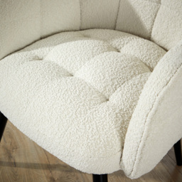 Home Source Luxe White Boucle Accent Armchair with Black Metal Legs - Size: Single - Cream - Wilko - thumbnail 7