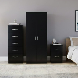 Vida Designs Riano Black 3 Piece Narrow Bedroom Furniture Set - Wilko - thumbnail 6
