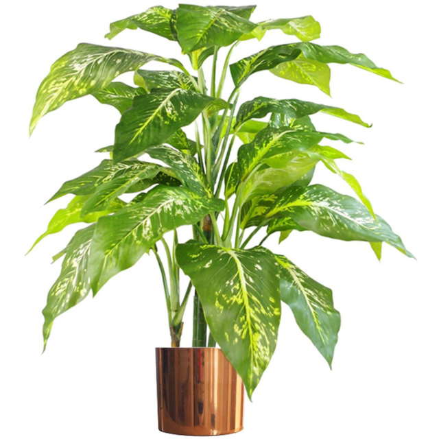 Botanik Spotted Aglaonema Artificial Plant in Copper Planter 3.3ft - Size: 100 x 70 x 70cm - Green - Wilko - image 1