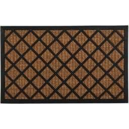 Black Squares Rubber Backed Coir Door Mat 45 x 75cm - Size: 75 x 45cm - Wilko - thumbnail 1
