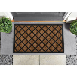 Black Squares Rubber Backed Coir Door Mat 45 x 75cm - Size: 75 x 45cm - Wilko - thumbnail 3