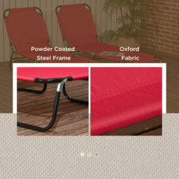 Outsunny Set of 2 Wine Red Adjustable Folding Sun Lounger - Size: 28 x 56 x 188cm - Wilko - thumbnail 7