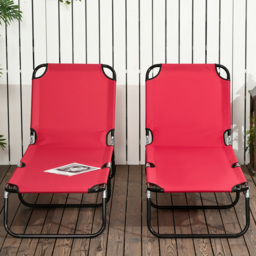 Outsunny Set of 2 Wine Red Adjustable Folding Sun Lounger - Size: 28 x 56 x 188cm - Wilko - thumbnail 4