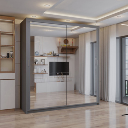 Sliding Wardrobes 4U 2 Sliding Door Grey Full Length Mirrored Wardrobe 90cm - Size: 2 Door - Wilko - thumbnail 4