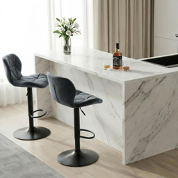 Alivio Dark Grey Velvet Height Adjustable Swivel Bar Stool Set of 2 - Wilko - thumbnail 4