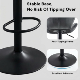 Alivio Dark Grey Velvet Height Adjustable Swivel Bar Stool Set of 2 - Wilko - thumbnail 6