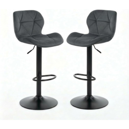 Alivio Dark Grey Velvet Height Adjustable Swivel Bar Stool Set of 2 - Wilko - thumbnail 3