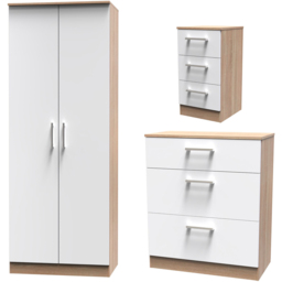 Crowndale Devon 3 Piece White Matt and Oak Bedroom Furniture Set - Wilko - thumbnail 3