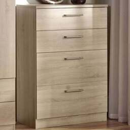 Crowndale Devon 4 Drawer Bardolino Oak Deep Chest of Drawers - Brown - Wilko - thumbnail 1