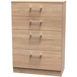 Crowndale Devon 4 Drawer Bardolino Oak Deep Chest of Drawers - Brown - Wilko - thumbnail 3