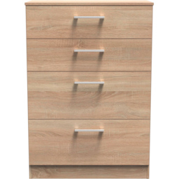 Crowndale Devon 4 Drawer Bardolino Oak Deep Chest of Drawers - Brown - Wilko - thumbnail 4