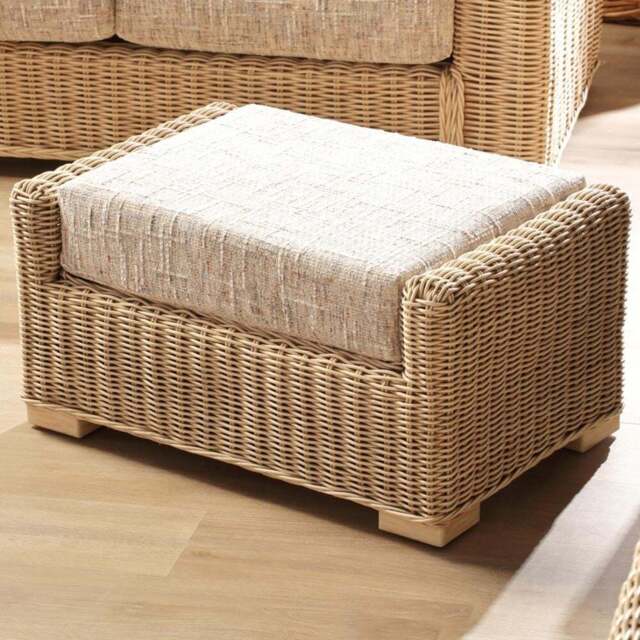 Desser Furniture Burford Natural Rattan and Farrow Footstool - Size: 36.0 cm x 70.0 cm x 48.0 cmcm - Cream - Wilko - image 1