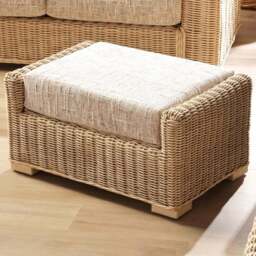 Desser Furniture Burford Natural Rattan and Farrow Footstool - Size: 36.0 cm x 70.0 cm x 48.0 cmcm - Cream - Wilko