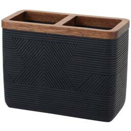 Wood Geo Toothbrush Holder Black - Wilko