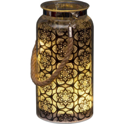 Shatchi Black Flowers Decorated Christmas Jar Lantern 20cm - Size: 20 x 12 x 2.6cm - Wilko - thumbnail 3