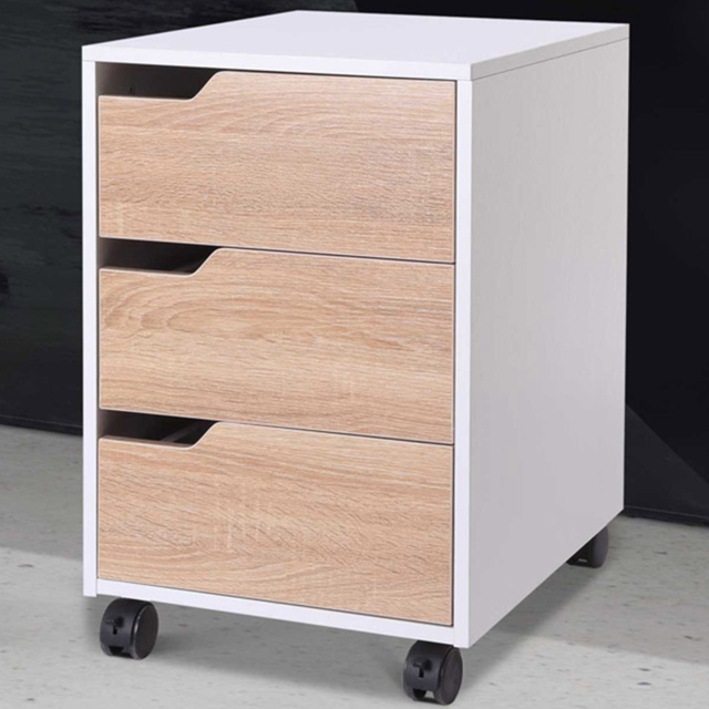 Portland White Brown 3-Drawer Filing Cabinet - Size: 40 x 50 x 57.5cm - Wilko - image 1