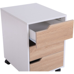 Portland White Brown 3-Drawer Filing Cabinet - Size: 40 x 50 x 57.5cm - Wilko - thumbnail 5