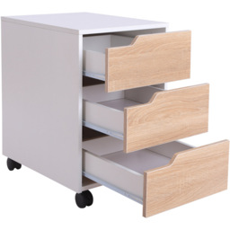 Portland White Brown 3-Drawer Filing Cabinet - Size: 40 x 50 x 57.5cm - Wilko - thumbnail 4