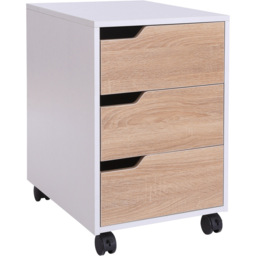 Portland White Brown 3-Drawer Filing Cabinet - Size: 40 x 50 x 57.5cm - Wilko - thumbnail 3