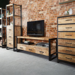 Brooklyn Carnaby 3 Drawer Single Shelf Industrial Large Plasma TV Unit - Brown - Wilko - thumbnail 6