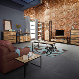 Brooklyn Carnaby 3 Drawer Single Shelf Industrial Large Plasma TV Unit - Brown - Wilko - thumbnail 7