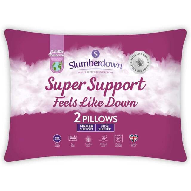 Slumberdown Feels like Down Super Support Pillow 2 Pack - White - Wilko - image 1