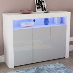 VIDA DESIGNS Nova 3 Door White and Grey LED Sideboard - Size: 35 x 130 x 97cm - Wilko