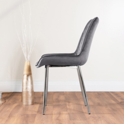Furniturebox Arona Cesano 6 Seater Round Dining Set Grey and Chrome - Wilko - thumbnail 4