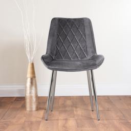 Furniturebox Arona Cesano 6 Seater Round Dining Set Grey and Chrome - Wilko - thumbnail 3