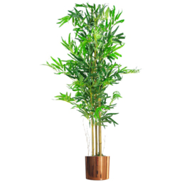 Leaf Natural Look Artificial Bamboo Plant Tree in Copper Metal Planter 4ft - Size: 120 x 60 x 60cm - Green - Wilko - thumbnail 1