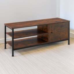tectake Durban 3 Shelf Dark Wood Rustic TV Stand - Size: 45.5 x 40 x 110cm - Brown - Wilko - thumbnail 1