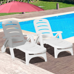 Outsunny Set of 2 White Foldable Garden Sun Lounger - Size: 1 Seater - Wilko - thumbnail 1