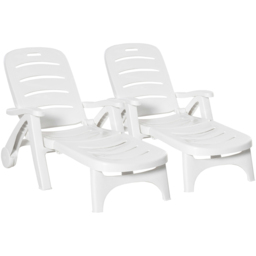 Outsunny Set of 2 White Foldable Garden Sun Lounger - Size: 1 Seater - Wilko - thumbnail 3
