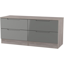 Crowndale Milan 4 Drawer Grey Gloss and Oak Bed Box - Size: 51 x 110 x 39cm - Grey Gloss & Grey Oak - Wilko - thumbnail 3